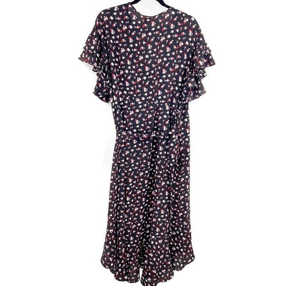 Max Studio Ruffle Crepe High Low Wrap Midi Dress - Picture 3 of 7